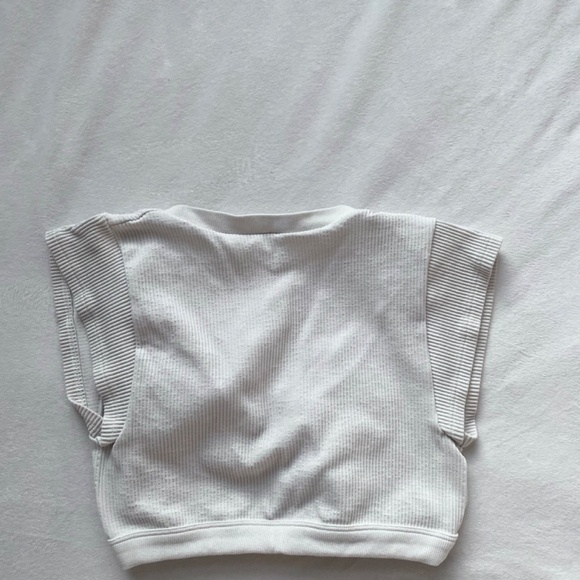 white ribbed cropped front tie Urban outfitters top - Picture 8 of 9